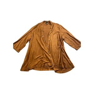 New Directions Brown Suede Like Open Front Kimono Cardigan Jacket Top‎ 1X